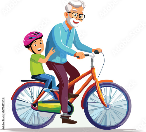 Father teaching child to ride a bicycle on a sunny day. A heartwarming family moment showing love, support, and encouragement during a child’s learning milestone.
