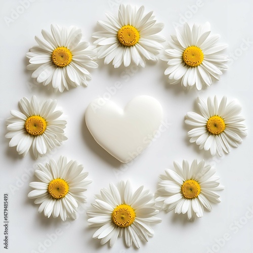 Daisy Heart Wreath Illustration.