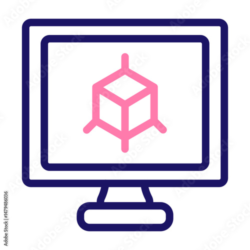 Virtual Machine Vector Line Two Colors Icon Design