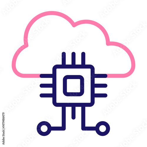 Cloud Architecture Vector Line Two Colors Icon Design