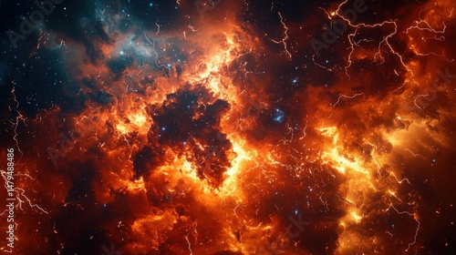 Wallpaper Mural Fiery cosmic clouds Torontodigital.ca