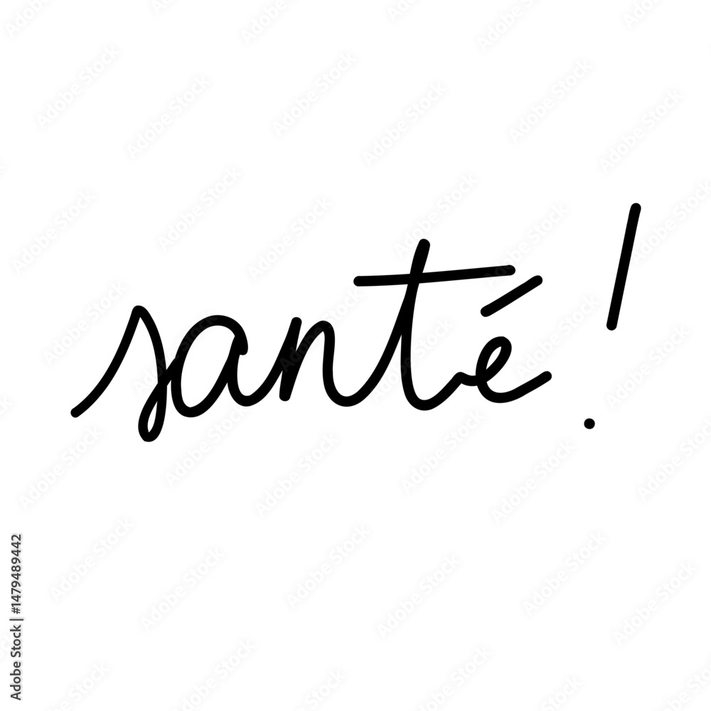 santé lettrage à la main noir