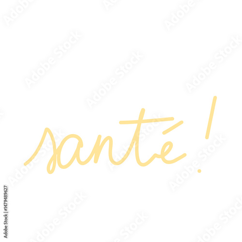 santé lettrage à la main jaune