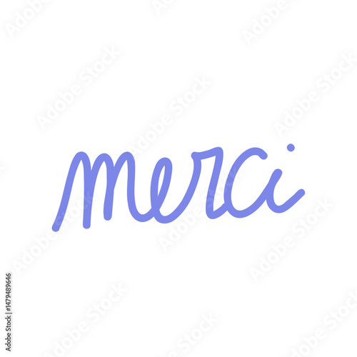 merci lettrage à la main bleu
