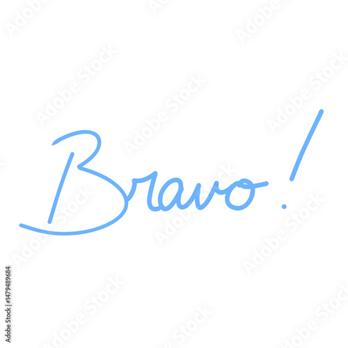 bravo lettrage à la main bleu