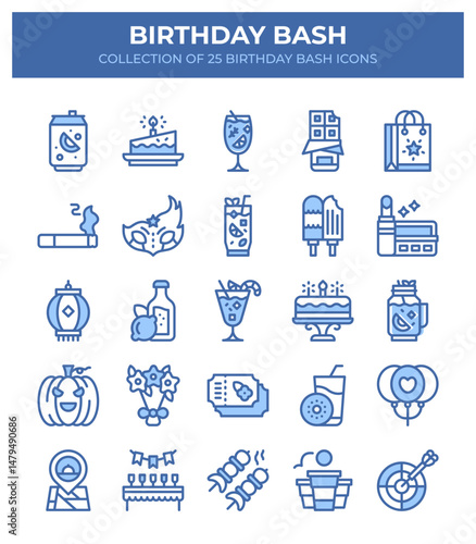 Birthday Bash. Collection of 25 Birthday Party Icons