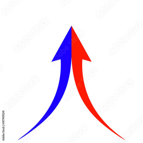 Red and blue arrows aim in the same direction.