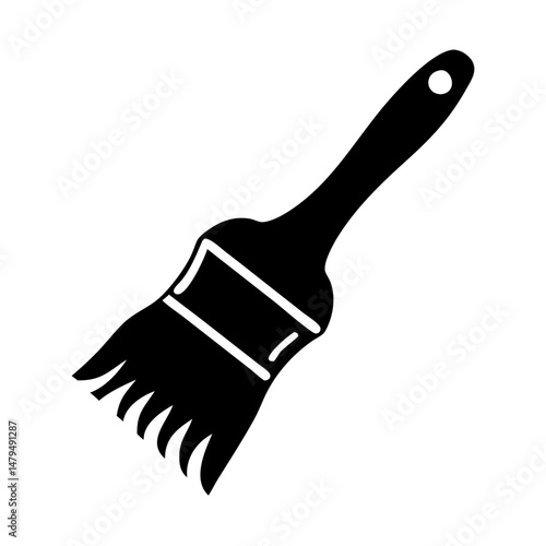 A black and white illustration of a paintbrush for painting walls and other surfaces