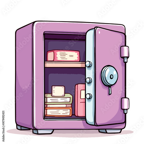 Vsai open purple safe box storing important documents and files