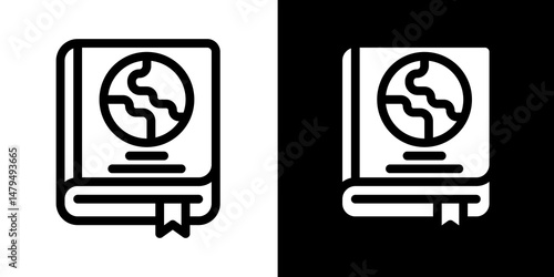 Geography Book Icon with Globe - Earth Science Study Resource