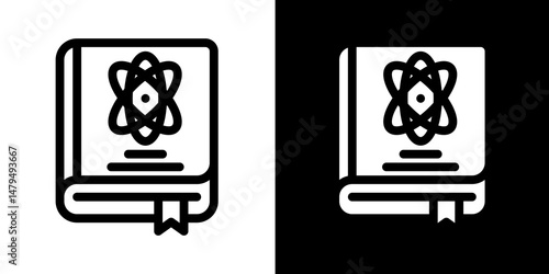 Science Textbook Icon with Atom Symbol - Physics or Chemistry Study