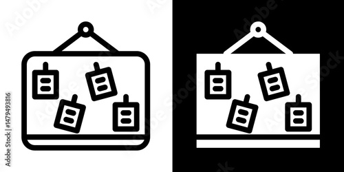 Bulletin Board with Pinned Notes Icon - Notice Board, Announcements