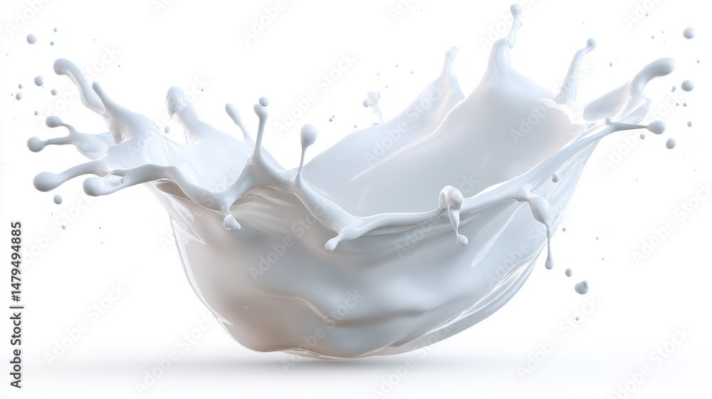 3d realistic vector icon. White milk splash on white background. Milky dairy products. 3d realistic vector icon. White milk splash on white background. Milky dairy products.