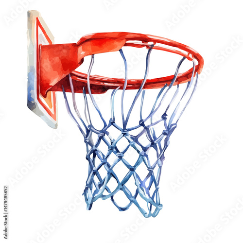 watercolor of Basketball Hoop, isolated on a white background.