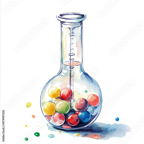 watercolor of Physics Experiment, isolated on a white background.