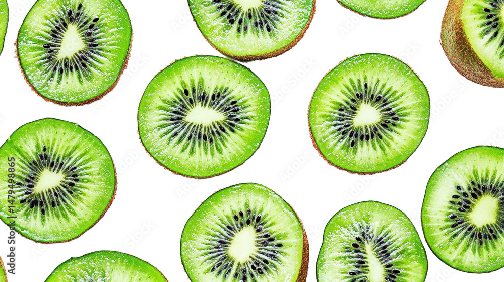 Fototapeta premium Fresh Kiwi Slices on Black Background