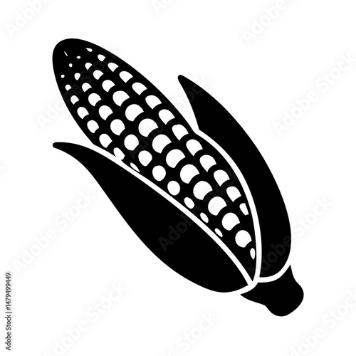 A Single Ear of Corn Illustration Black and White Graphic Design Image