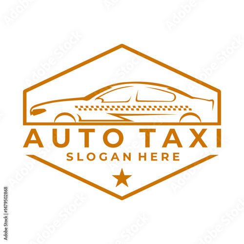 Taxi Badge logo design vector template. Taxi badge line logo design icon