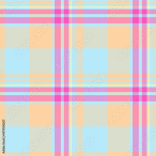 Discount fabric pattern background, hounds check seamless plaid. Sketch tartan textile vector texture in light and orange colors.