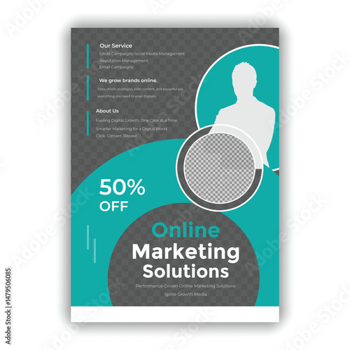Online marketing solutions flayer template design