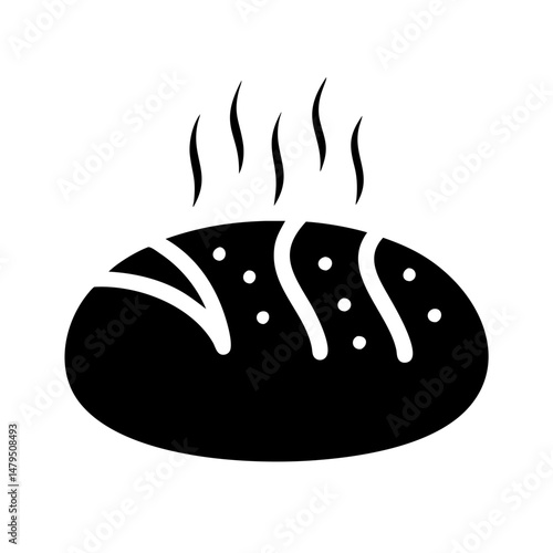 A freshly baked loaf of bread still steaming hot from the oven