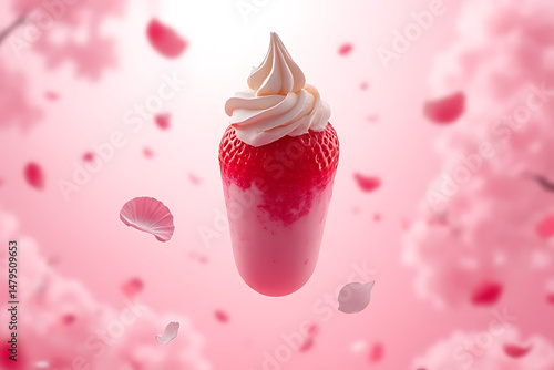 Delightful strawberry whipped cream dessert enchanted garden food photography dreamy atmosphere