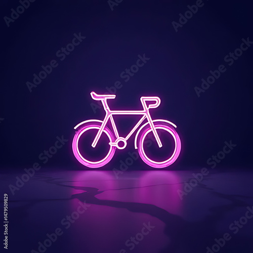 Neon bicycle art display in modern gallery creative installation nighttime urban vibe