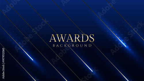Elegant awards ceremony background with blue spotlights. Perfect for event invitations, award presentations, gala nights, corporate ceremonies, achievement celebrations, online event promotions.