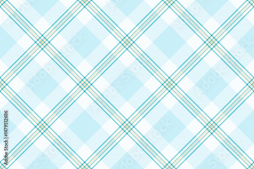 Manufacture texture plaid background, stitch textile tartan check. Spring seamless fabric vector pattern in mint cream and light colors.