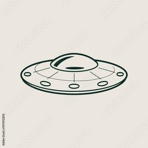 UFO in Monochrome A Futuristic Flying Saucer Illustration or silhouette vector
