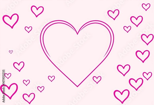 Modern minimalist pink heart line pattern background, perfect for Valentine's Day printable designs, heart, poster