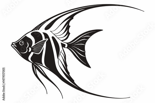 angelfish sihouette black vector