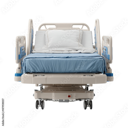 Modern Hospital Bed for Patient Comfort on a white background.