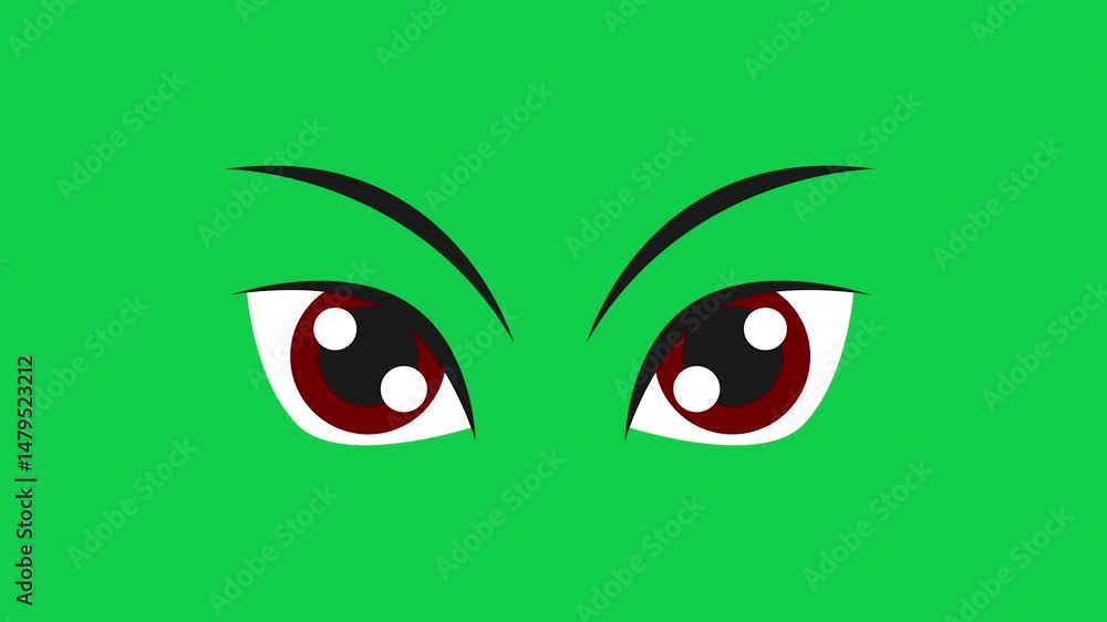 Cartoon angry eyes with red pupils on green screen, ideal for animation, villain, or comic scenes. Use this green screen image for overlays in creative video projects. Cartoon angry eyes with red pupils on green screen, ideal for animation, villain, or comic scenes. Use this green screen image for overlays in creative video projects.