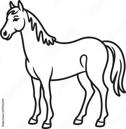 Horse Silhouette Vector Outline Drawing