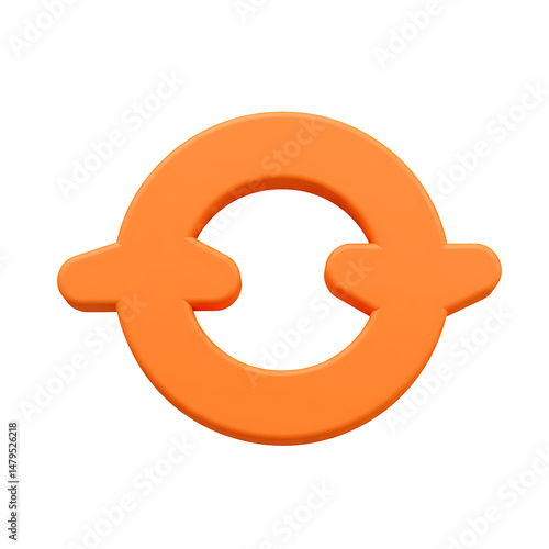 Abstract Orange Circular Icon 3D Render Isolated on Black Background