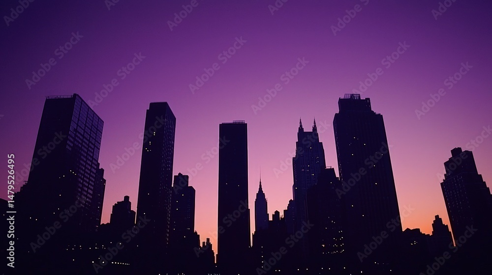 Fototapeta premium Silhouette city structures sunset