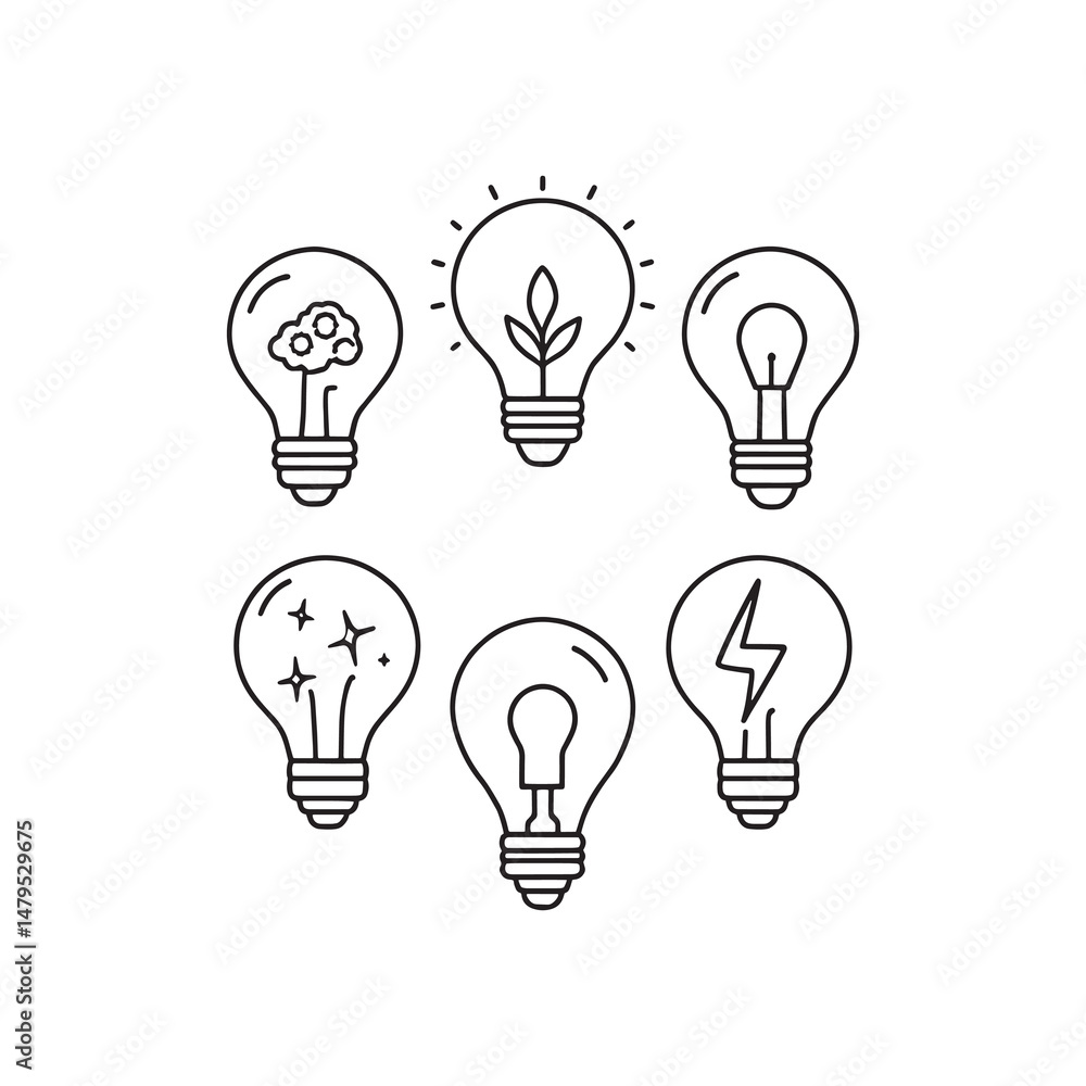 Clean Line Art Light Bulb Representing Creative Innovation Clean Line Art Light Bulb Representing Creative Innovation