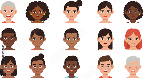 Diverse Faces: Vector Emotions Set