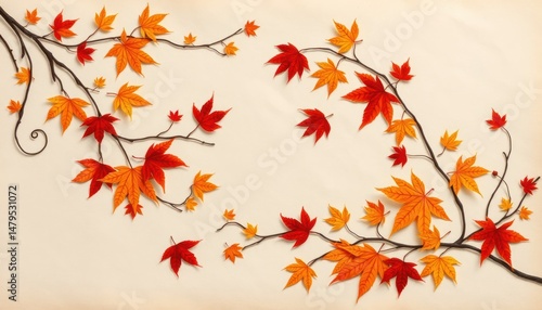 Wallpaper Mural Autumnal maple branches showcase vibrant colors against a textured surface Torontodigital.ca