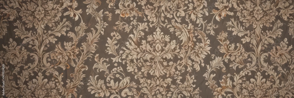 Fototapeta premium Elegant damask floral pattern, neutral backdrop, home decor, ornate