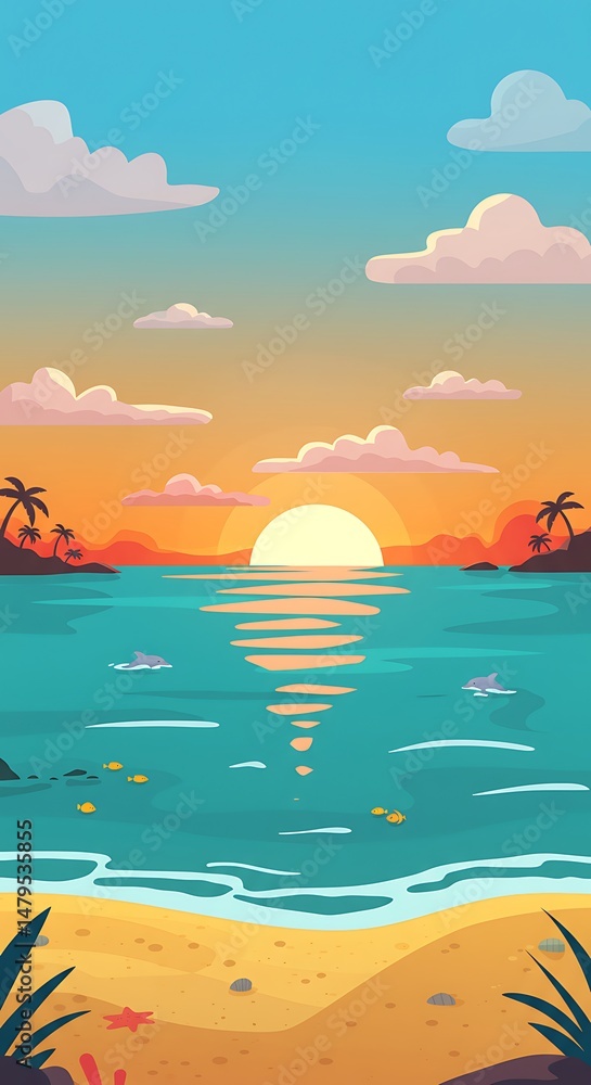 Obraz premium Sunset Shore Serenity