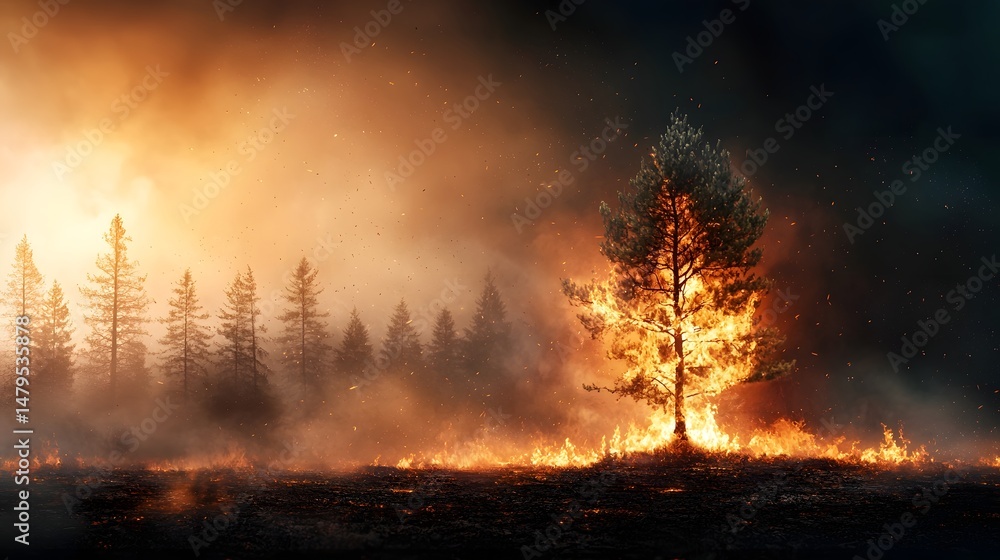 Visualizing the Connection Between Deforestation and Wildfires An Infographic Highlighting the Impacts of Tree Loss on Fire Frequency and Intensity within an Isolated Background Visualizing the Connection Between Deforestation and Wildfires An Infographic Highlighting the Impacts of Tree Loss on Fire Frequency and Intensity within an Isolated Background