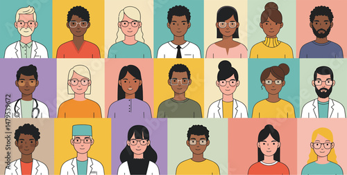 Illustration of Create a series of vector avatars representing diverse demographics
