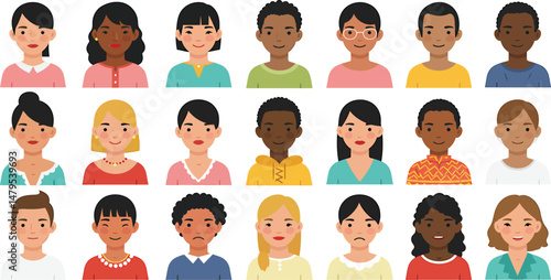 Illustration of Create a series of vector avatars representing diverse demographics