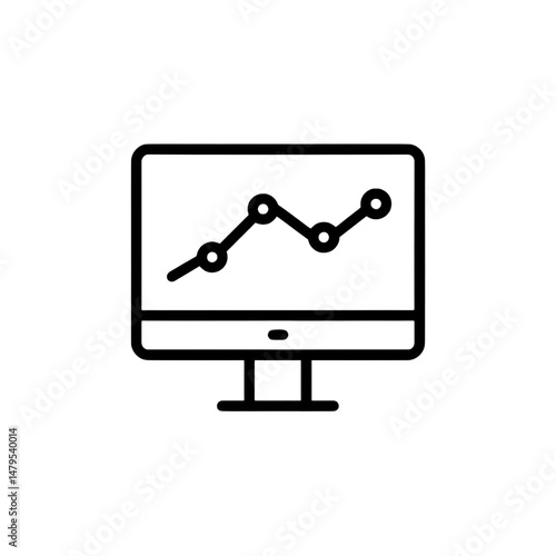 Minimalist Desktop Monitor with Graph Icon