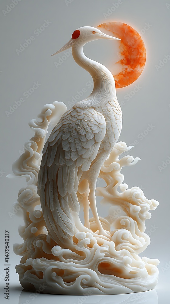 Obraz premium Asian style bird and blossom sculpture high resolution picture