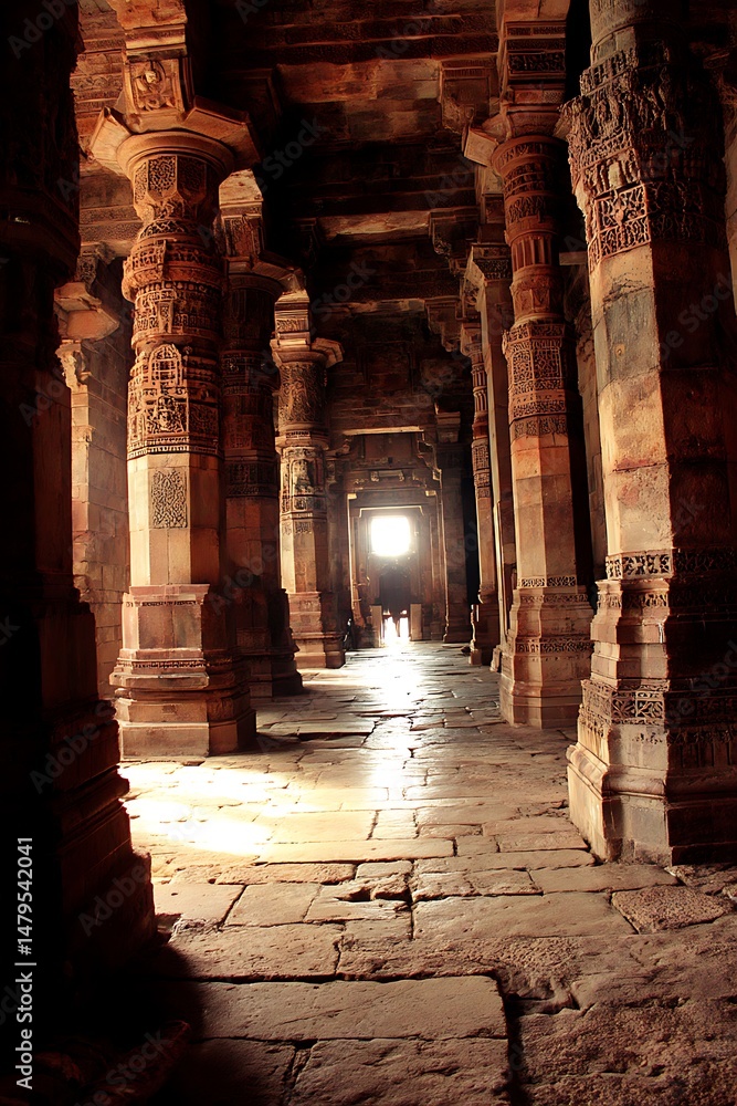Indian Temple Corridor Sunlight Indian Temple Corridor Sunlight