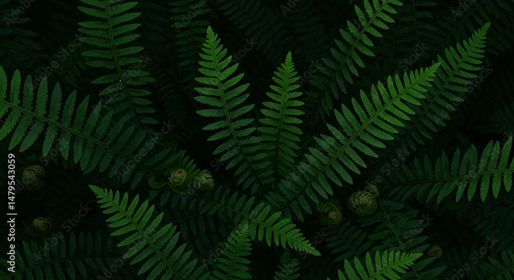 Fototapeta premium Dark Green Fern Leaves Background Texture