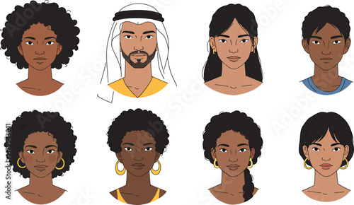 Minimalist Vector Portraits: Global Diversity